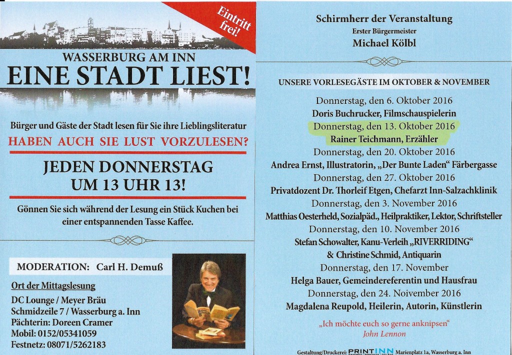 Lebenssterne Erzähler Rainer Teichmann aus Wasserburg erzählt bei Wasserburg liest
