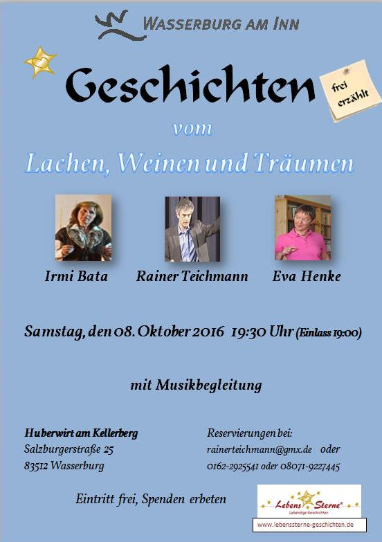 Rainer Teichmann, Wasserburg, Lebenssterne, Erzählabend am 08.10.2016